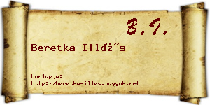 Beretka Illés névjegykártya